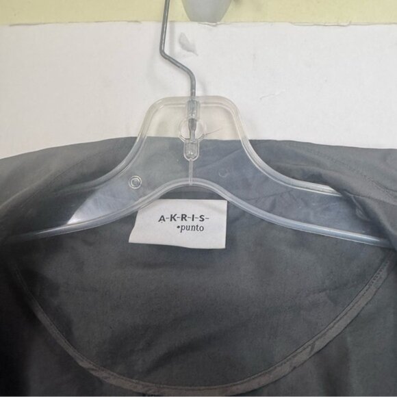 Akris Punto Trench Coat Lightweight Belt Midi Classic Pockets Silver Minimalist - Picture 15 of 16